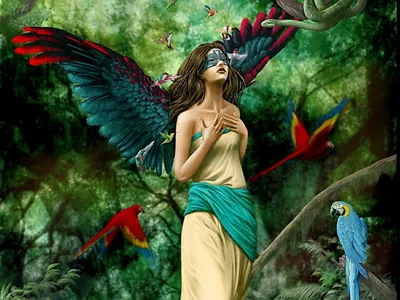 Гарпия - женщина птица с изумрудными…» — создано в Шедевруме
